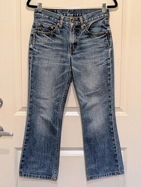 GUC 2002 Levi's 555 25x32 Medium Indigo Wash Relaxed Fit Straight Cut Jeans